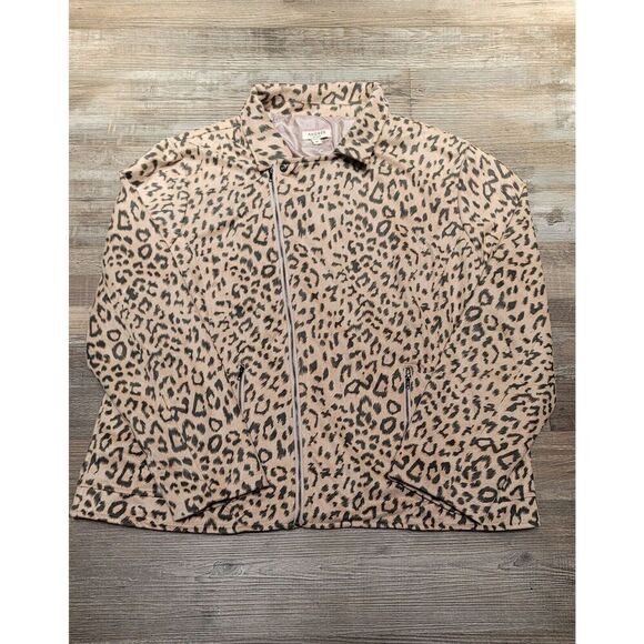 Andree by Unit Womens 2x Tan Cheetah Full Zip Jacket SOFT - Picture 2 of 10